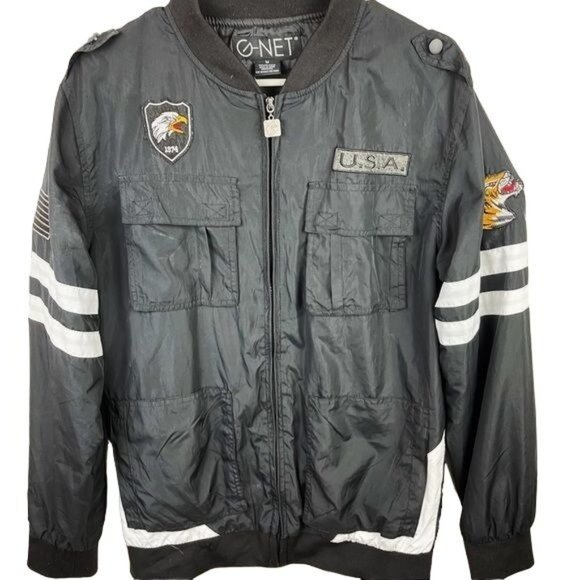G-NET Black Full Zip Lightweight Bomber Style Windbreaker Jacket Size Medium - Picture 1 of 10